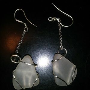 Sea glass wire wrapped earrings